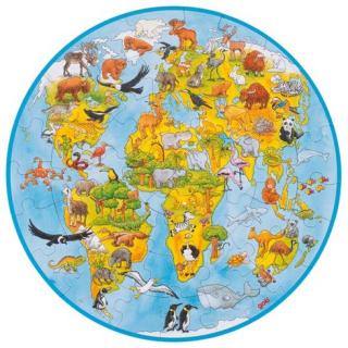 Kruhové puzzle Svět (49 dílků, průměr 45 cm) Goki