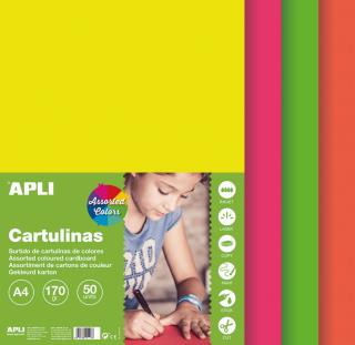 Apli | Barevné papíry A4 50 listů mix barevné fluor