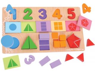 Bigjigs Toys | Deska s vkládáním Čísla, barvy, tvary