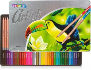 Colorino| Artist Pastelky kulaté, dřevěné + kovový box - 36 barev