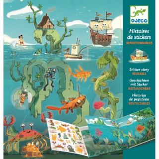 Djeco | Pohádkové desky se znovupoužitelnými samolepkami Podmořská města