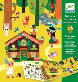 Djeco | Pohádkové desky se znovupoužitelnými samolepkami Tajuplný les