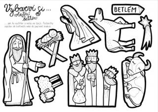 Kreslíkárna | Vystřihni a vybarvi si - Betlém - na špejli