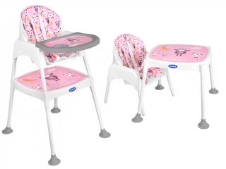Dětská jídelní židlička 3v1 růžová