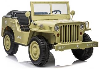 Dětský elektrický vojenský jeep willys 4x4 béžový