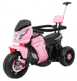 Elektrická motorka s vodicí tyčí 3v1 růžová