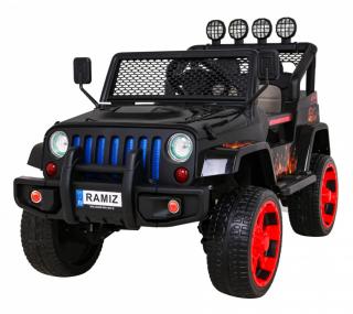 Ramiz Jeep Raptor 4x4, kožená sedačka, 2 místné černé s plameny