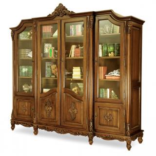 Dřevěná knihovna Royal Počet dveří: 4 dveřová, Typ: Bílá se zlatou patinou