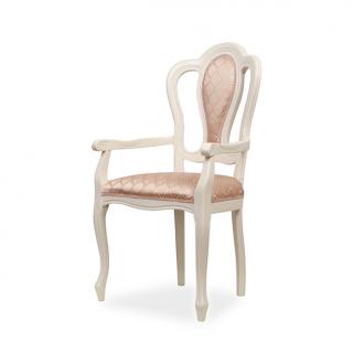 Dřevěná židle s područkami NADINE Područky: Bez područek, Varianta: Bílá s patinou