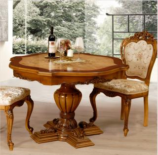 Kulatý jídelní stůl se židlemi Lada (dvě židle) Konstukce: Bez opěrek, Potah: Gobelín/Kůže, Typ: Třešeň