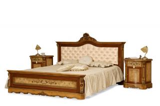 Luxusní manželská postel LADA Design čela: Bez čalounění, Šířka postele: 160 cm, Typ: Bílá se zlatou patinou