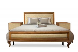 Luxusní manželská postel Veneto Design čela: Kůže, Šířka postele: 160 cm, Typ: Buk