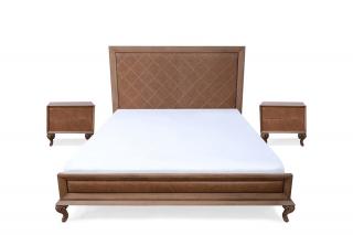 Luxusní manželská postel Veneto Design čela: Kůže, Šířka postele: 160 cm, Typ: Dub