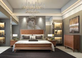 Luxusní manželská postel Veneto Design čela: Látka, Šířka postele: 160 cm, Typ: Buk