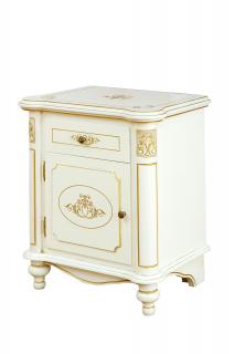 Luxusní noční stolek LAURA Typ: Bílá se zlatou patinou