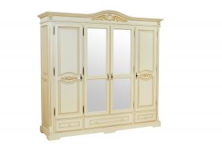 Luxusní šatní skříně Mery (2-, 3-, 4- nebo 5-dveřová) Počet dveří: 4 dveřová, Typ: Bílá se zlatou patinou