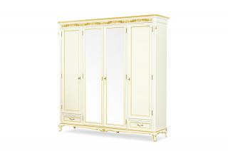 Luxusní šatní skříně Venezia (2-, 3-, 4-, 5-dveřová) Počet dveří: 2 dveřová, Typ: Bílá se zlatou patinou