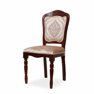 Masivní jídelní židle LAURA Konstukce: Bez opěrek, Potah: Gobelín/Kůže, Typ: Bílá se zlatou patinou