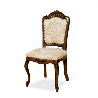 Masivní jídelní židle Royal II Konstukce: Bez opěrek, Potah: Gobelín/Kůže, Typ: Bílá se zlatou patinou