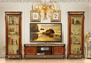 Televizní stěna Venezia Typ: Krémová se zlatou patinou