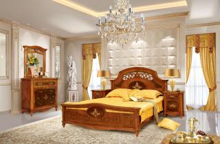 Zámecká postel LAURA (160, 180 cm) Šířka postele: 160 cm, Typ: Krémová se zlatou patinou