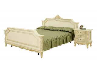 Zámecká postel Royal (90, 160, 180 cm) Design čela: Bez čalounění, Šířka postele: 160 cm, Typ: Bílá se zlatou patinou