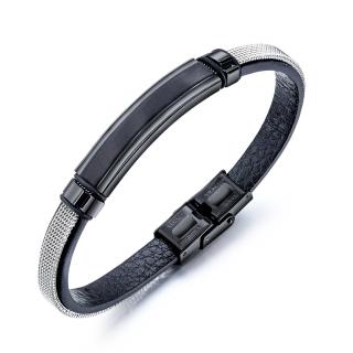 Kožený náramek s ocelovou sponou PH-1339 Cena včetně gravírování: loga, obrázku /text zdarma/