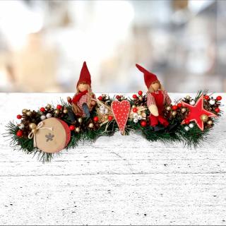 Vánoční cop s panáčkem a panenkou (dekorace na adventní období)