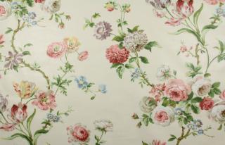 Anglická letní zahrada  CA240 (lesklá bavlněná textilie na elegantní závěs)