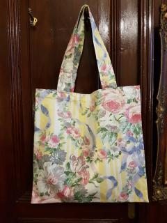 Látková taška s uchy "Květy v ornamentech" (originální taška do ruky i přes rameno)