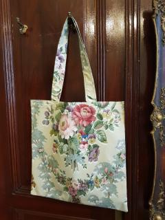 Látková taška s uchy "Pugéty květů" (originální taška do ruky i přes rameno)