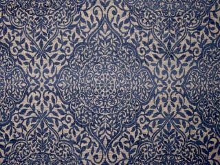 Modrý ornament (žinylková textilie na čalounění i závěsy)