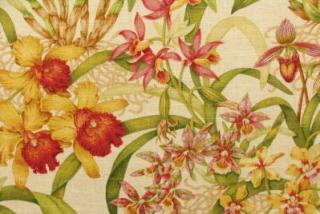 Textilie   " Orchideje " (luxusní dekorační látka)