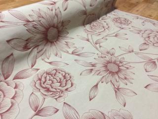 Tkaný rustikální motiv květin  CA427 (tkaná textilie na čalounění, polštáře )