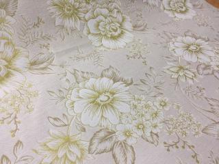 Tkaný rustikální motiv květin  CA428 (tkaná textilie na závěs i čalounění, polštáře či ubrusy)
