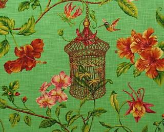 Unikátní dekorační textilie \"zelený kolibřík\" (pevná textilie na čalounění i závěs)