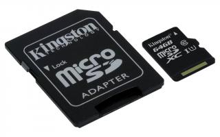 64GB microSDXC Kingston UHS-I U1 45R/ 10W (Paměťová karta 64GB microSD Kingston class 10)