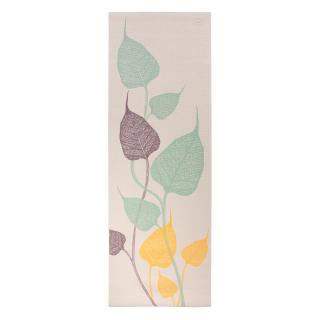 BODHI jóga podložka LEELA podzimní listy, 183x60x0,45 cm, světle šedá