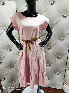 Bavlněné áčkové šaty jemné růžové