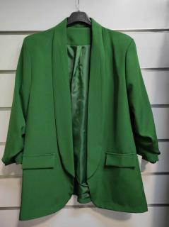 Dámské sako s nabíranými rukávy zelené