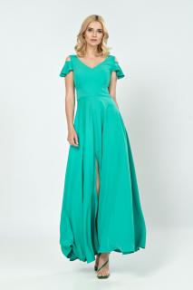Dlouhé jednobarevné šaty Marselini 2174 zelené
