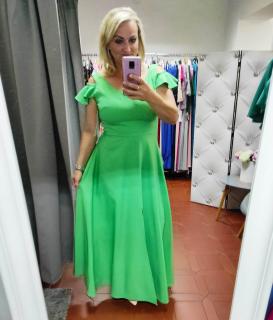 Dlouhé šaty MARSELINI 2174 zelené třpytivé