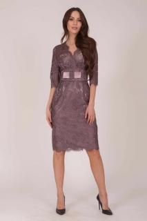 Elegantní krajkové šaty Marselini 1231 tmavě starorůžové