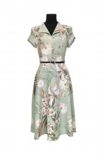 Elegantní midi šaty DAPHNE s áčkovou sukní olivové