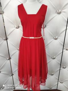 Společenské tylové midi šaty 1627 červené