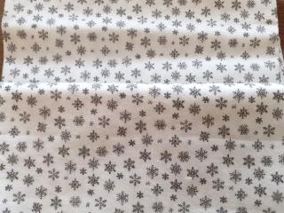 ZBYTKY - balení Šedé vločky malé - bílá látka - plátno - bavlna - metráž 150 cm