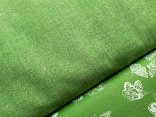 Zelená látka - lněný efekt II - režná látka - plátno - bavlna - metráž - 150 cm