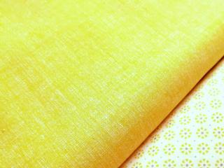 Žlutá látka lněný efekt pantone - režná látka - plátno - bavlna - metráž-150cm