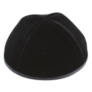 Černá jarmulka - kippa sametová ze 4 kusů  PREMIUM Velikost: 19 cm