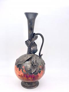 King Solomon Sterling Overlay ART - váza z foukaného skla